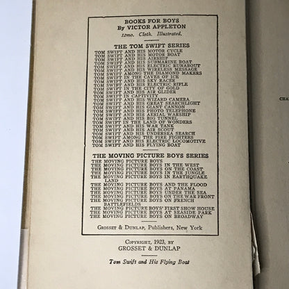 Tom Swift and His Flying Boat - Victor Appleton - 1923 - Early Print