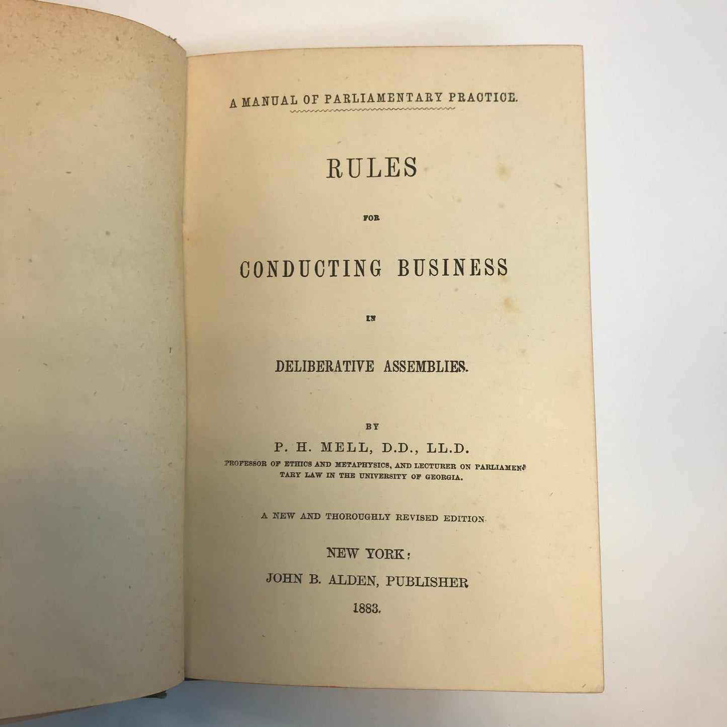 Mell's Paliamentary Manual - 1883