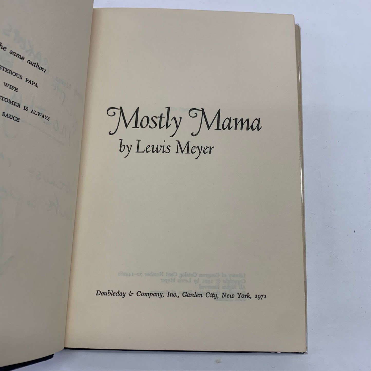 Mostly Mama - Lewis Meyer - Signed - 1st Edition - 1971