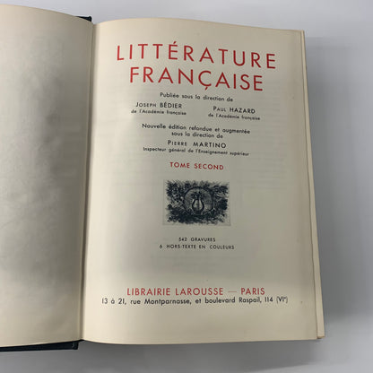 Littérature Francaise - Joseph Bedier Paul Hazaro - 2 Volumes - 1948
