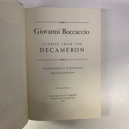 Stories from the Decameron - Giovanni Boccaccio - Franklin Library - Limited Edition - 1977