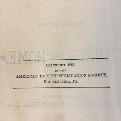 Baptist Hymnal - Author Unknown - 1883