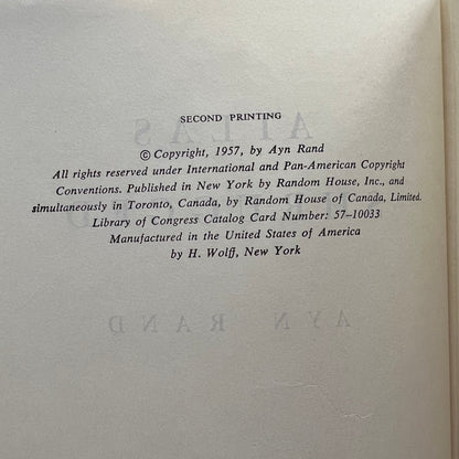 Atlas Shrugged - Ayn Rand - Second Print - First Issue Dust Jacket - 1957