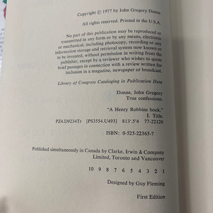 True Confessions - John Gregory Dunne - 1st Edition - 1977