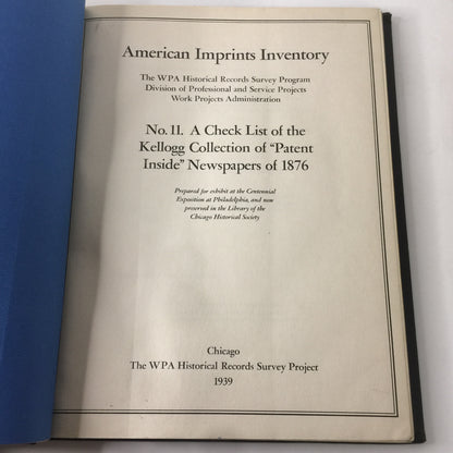 American Imprints Inventory - WPA Historical Records Survey Project - 12 Book Set - 1938