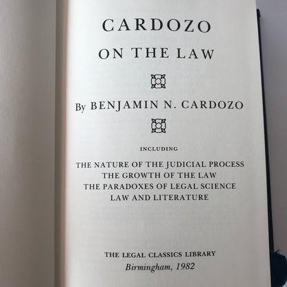 Cardozo on the Law - Benjamin N. Cardozo - 1982
