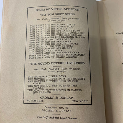 Tom Swift and his Giant Cannon - Victor Appleton - 1st Edition - 1913