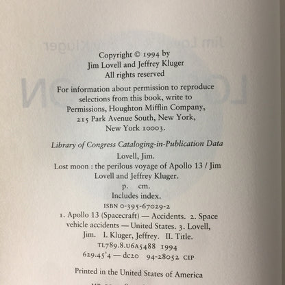 Lost Moon - Jim Lovell and Jeffrey Kluger - 1st Edition - 1994
