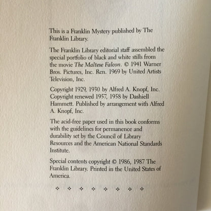 The Maltese Falcon - Dashiell Hammett - Franklin Library