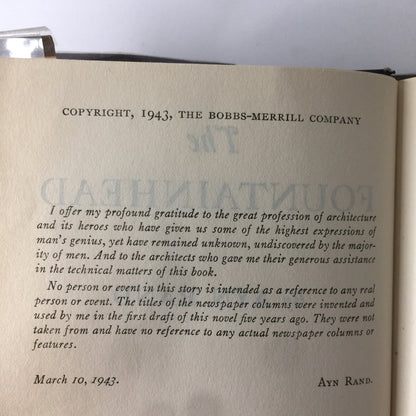The Fountainhead - Ayn Rand - Sears Edition - 1943