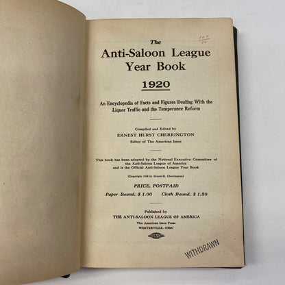 The Anti-Saloon League Year Book - Ernest Cherrington - 1920