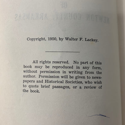 History of Newton County Arkansas - Walter F. Lackey - 2nd Print - 1950