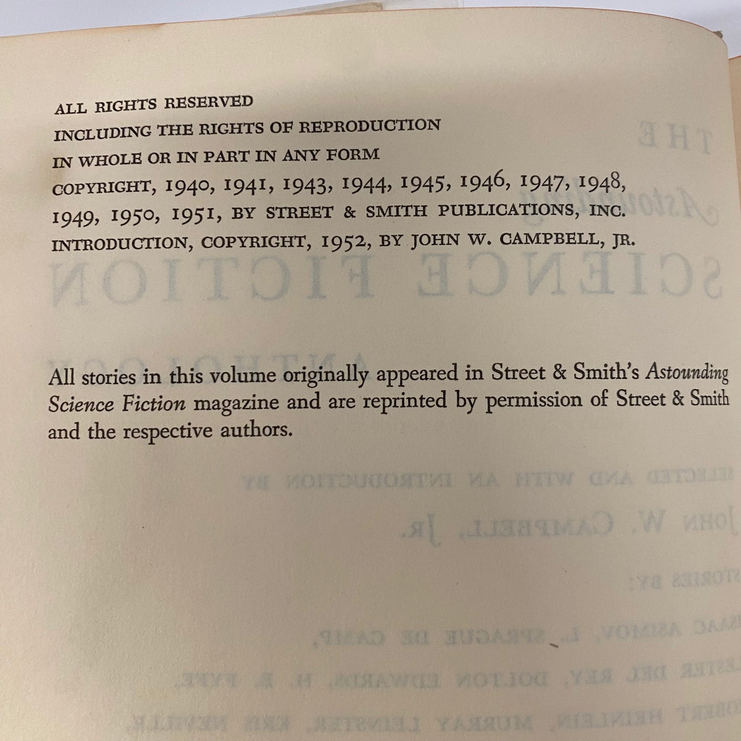 The Astounding Science Fiction Anthology - John W. Campbell - Book Club Edition - 1952