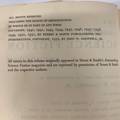 The Astounding Science Fiction Anthology - John W. Campbell - Book Club Edition - 1952