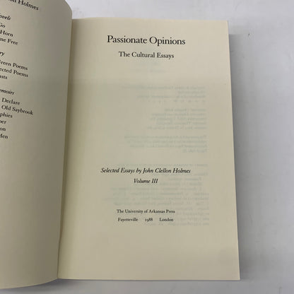 Passionate Opinions - John Clellon Holmes - 1988