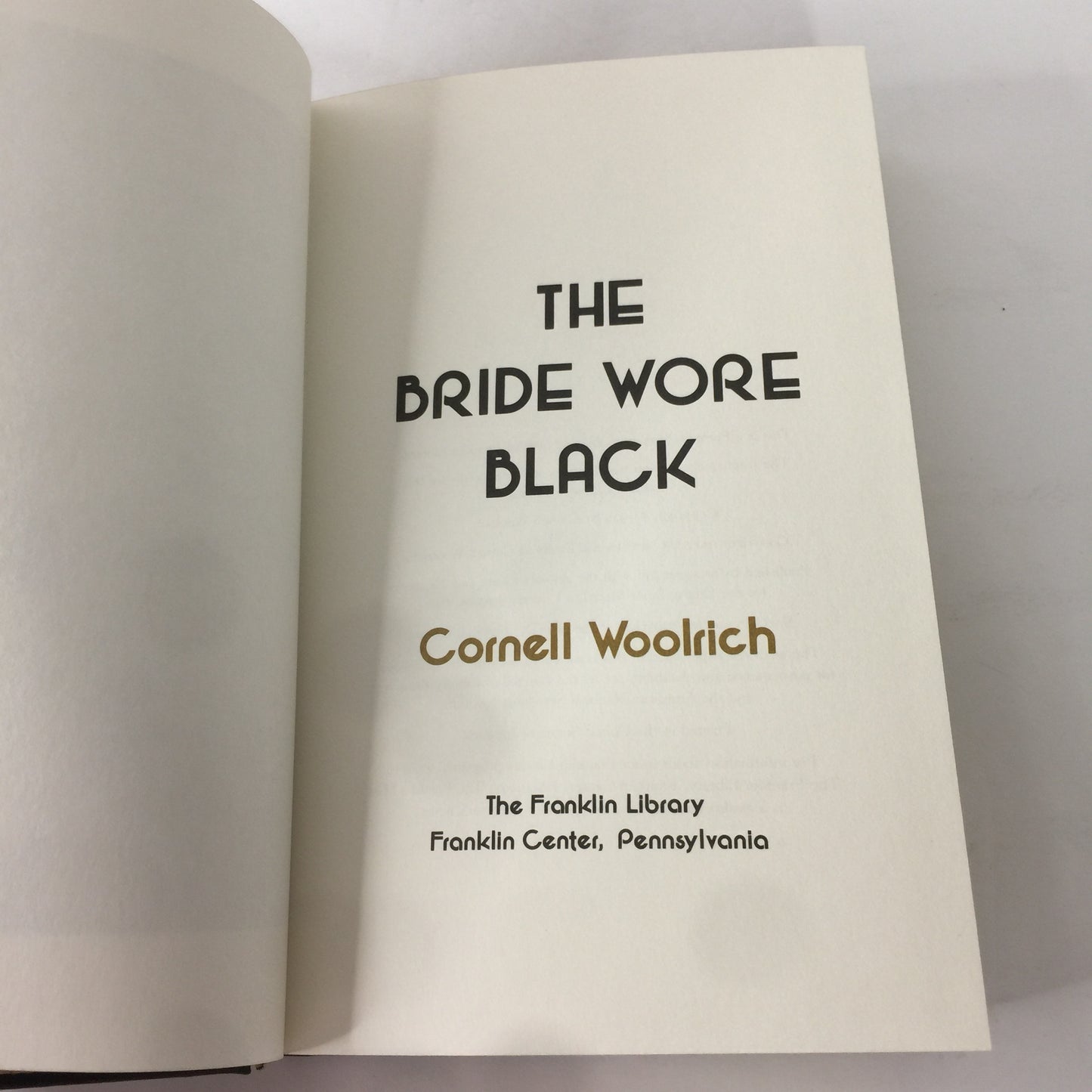 The Bride Wore Black - Cornell Woolrich - Franklin Library - 1989