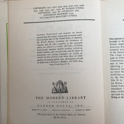 Nine Plays by Eugene O’Neill - Eugene O’Neill - Modern Library Giant - 1954