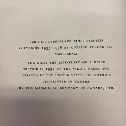 The Nile: The Life-Story of a River - Emil Ludwig - First Edition - 1937