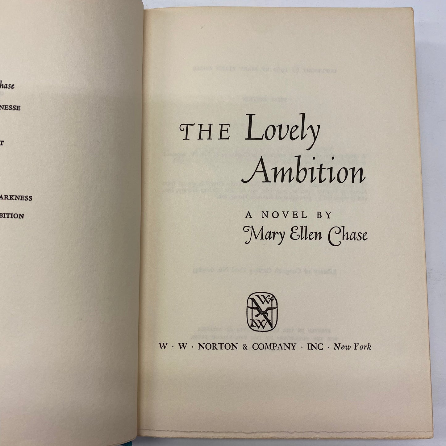 The Lovely Ambition - Mary Ellen Chase - 1st Edition - 1960