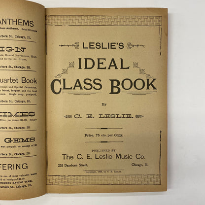 The Ideal Class Book - C. E. Leslie Music Co. - 1892