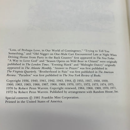 Selected Poems 1923-1975 - Robert P. Warren - Franklin Library - Signed - Limited Edition - 1981