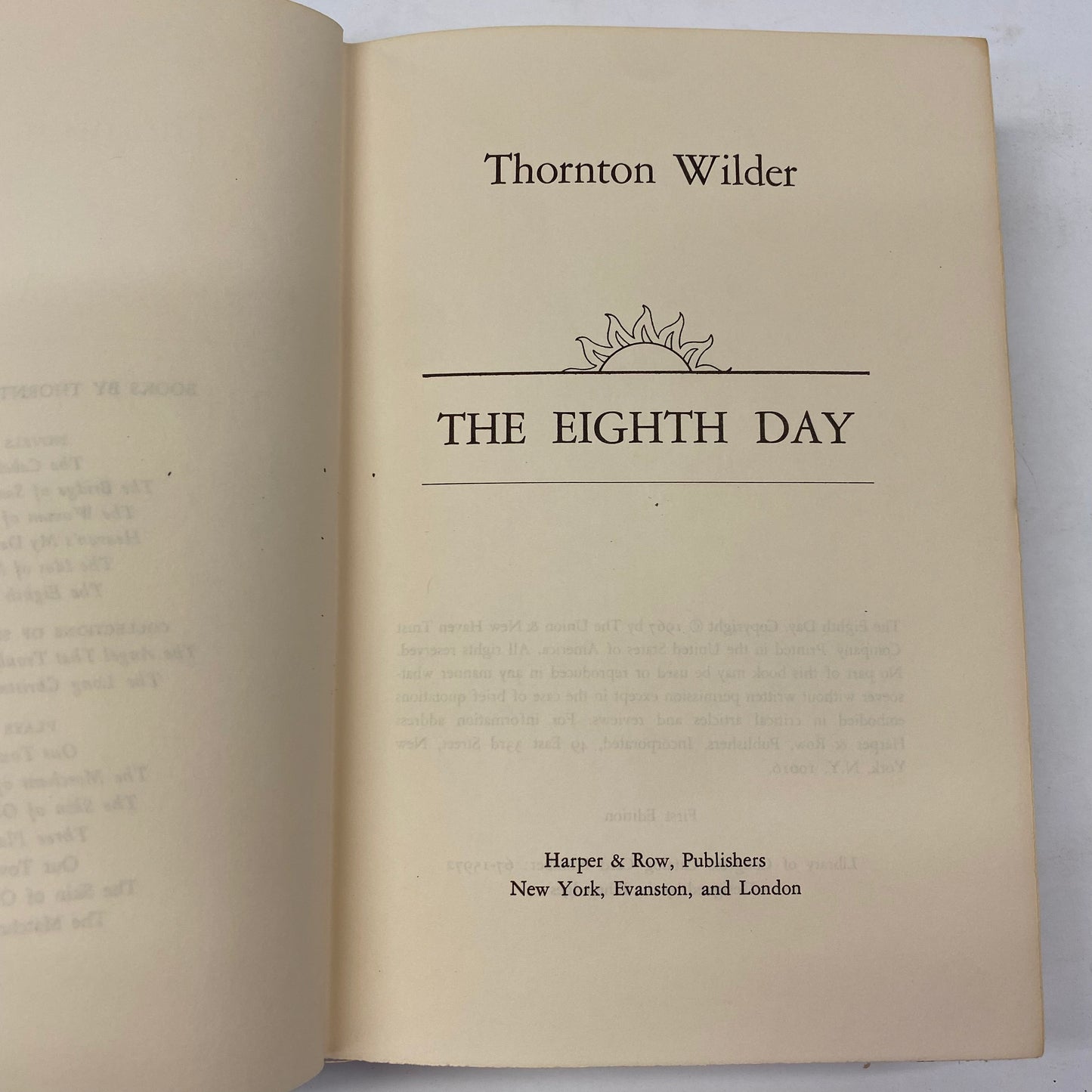 The Eighth Day - Thornton Wilder - 1st Edition - Wide Margin - 1967