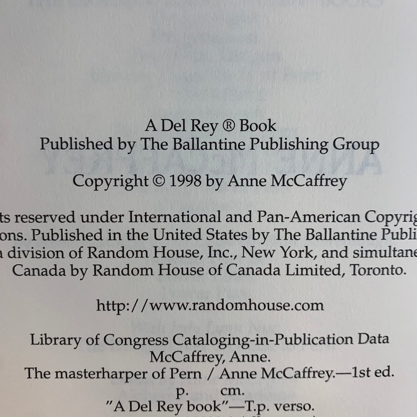 The Masterharper of Pern - Anne McCaffrey - 1st Edition - 1998