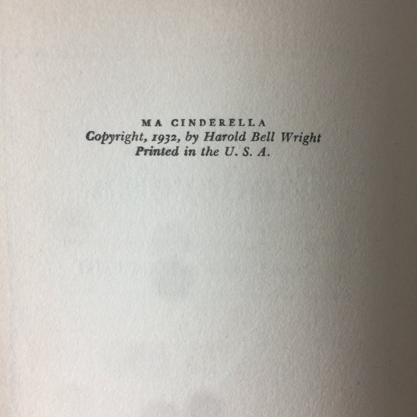 Ma Cinderella - Harold Bell Wright - 1932