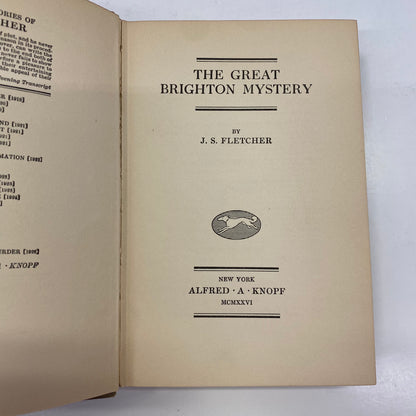The Great Brighton Mystery - J.S. Fletcher - 1st Edition - 1926