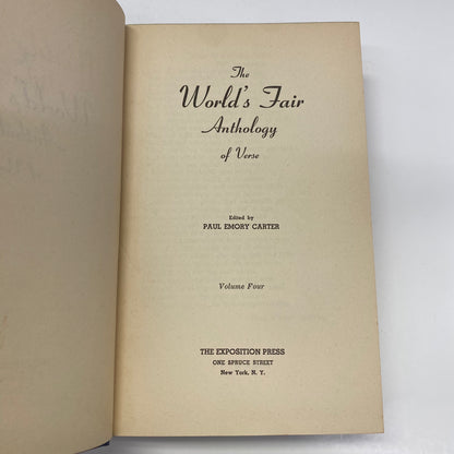The World’s Fair Anthology of Verse - Paul Emory Carter - Volume 4 - 1939