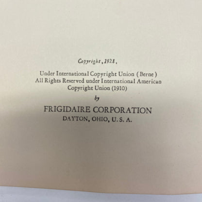 Frigidaire Recipes - Frigidaire Corporation - 1928