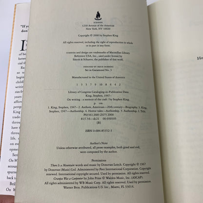 On Writing: A Memoir of the Craft - Stephen King - 1st Edition - 2000