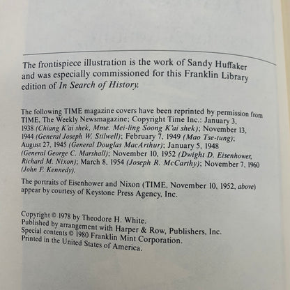 In Search of History - Theodore H. White - Signed - Franklin Library - 1980