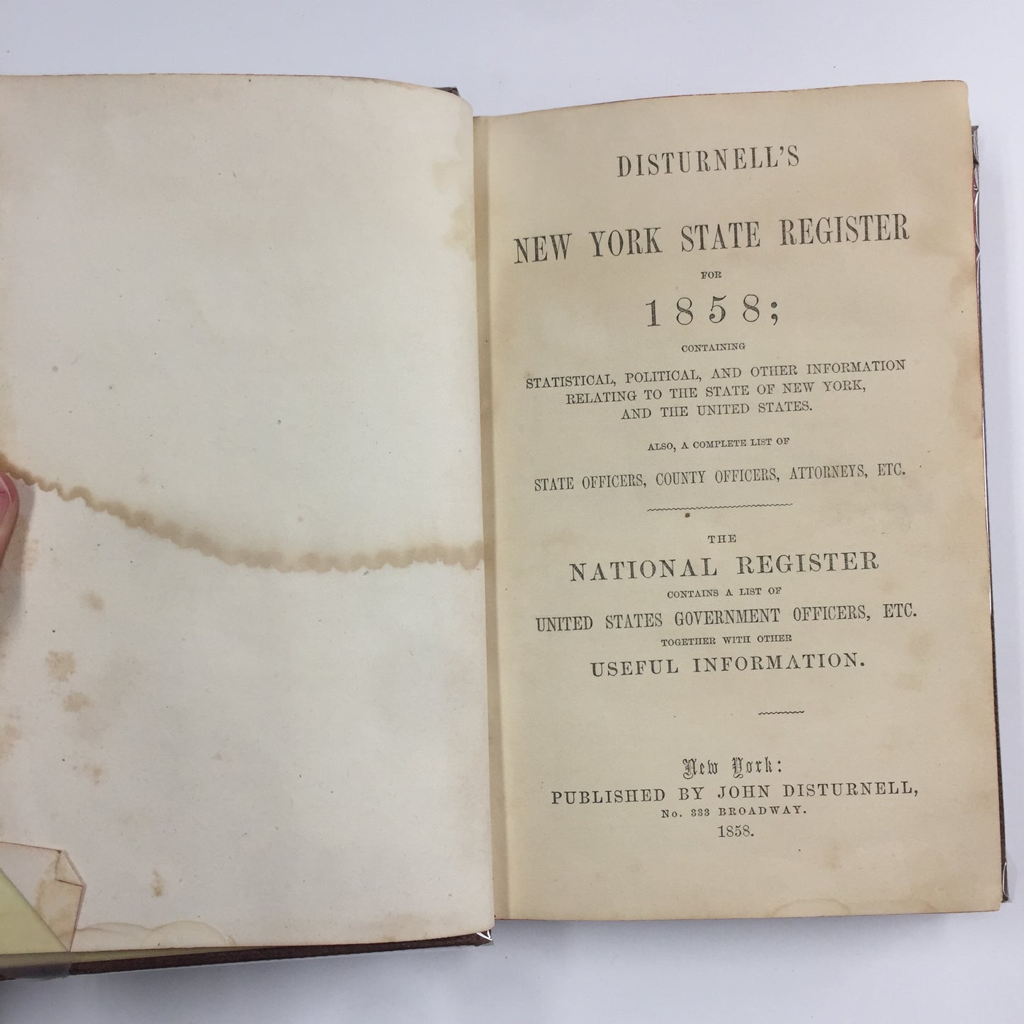Disturnell's New York State Register - John Disturnell - 1858