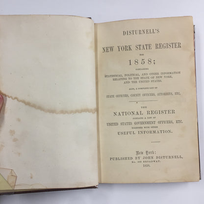 Disturnell's New York State Register - John Disturnell - 1858