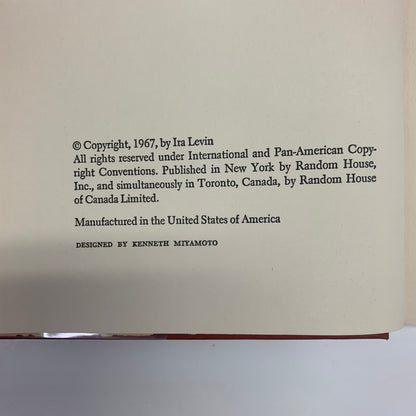 Rosemary’s Baby - Ira Levin - Book Club Edition - 1967