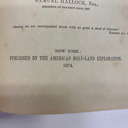 Bible Witnesses from Bible Lands - American Holy Land Exploration - 1874