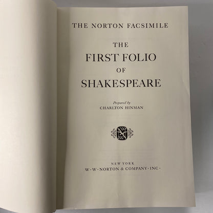 The First Folio of Shakespeare - Charlton Hinman - The Norton Facsimile -1968