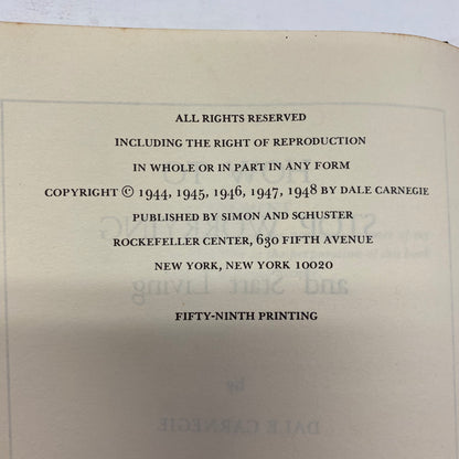 How To Stop Worrying and Start Living - Dale Carnegie - 59th Printing - 1948
