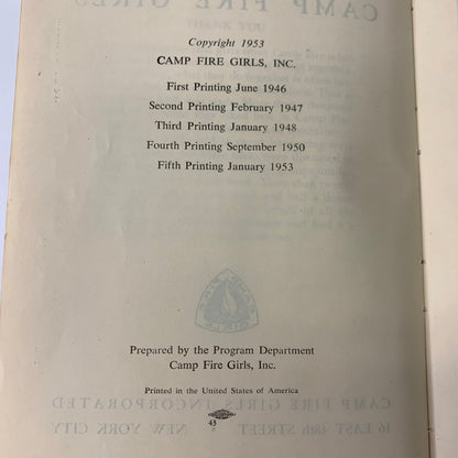 Book of the Camp Fire Girls - Various - 5th Print - 1953