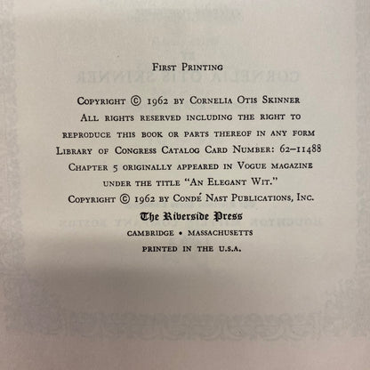 Elegant Wits and Grand Horizontals - Cornelia Otis Skinner - First Edition - 1962