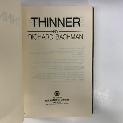 Thinner - Richard Bachman - Book Club Edition - 1984