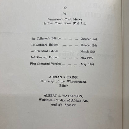 Indaba, My Children - Vusamazulu Credo Mutwa - First Edition - 1966