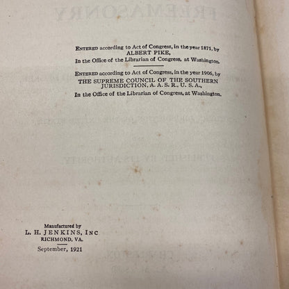 Morals and Dogma - Freemasonry - 1921
