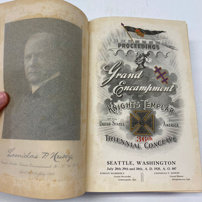 Proceedings of the Grand Encampment of Knights Templar - Adrian Hamersly - Seattle, Washington - 1925