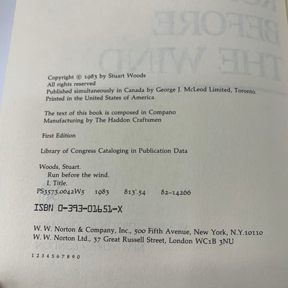 Run Before the Wind - Stuart Woods - 1st Edition - 1983