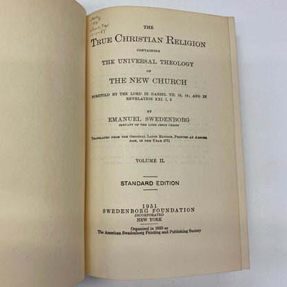 The True Christian Religion - Emanuel Swedenborg - 2 Volumes - 1963