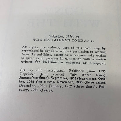 Gone With The Wind - Margaret Mitchell - 31st Print - 1937