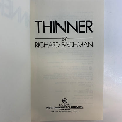Thinner - Richard Bachman - 4th Print - 1984