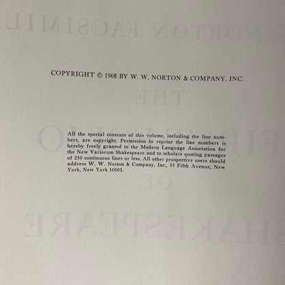 The First Folio of Shakespeare - Charlton Hinman - The Norton Facsimile -1968